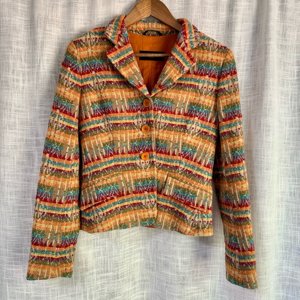 Weekend Max Mara Womens Rainbow Tweed Double Breasted Blazer Jacket Size 6